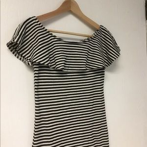Black and white striped dress